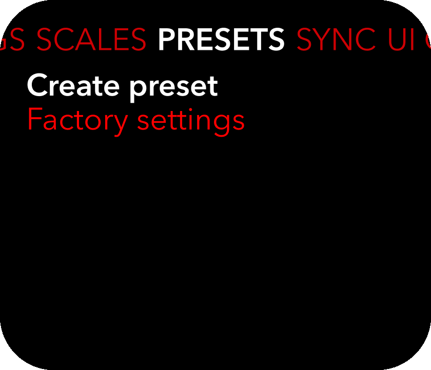 Presets screen