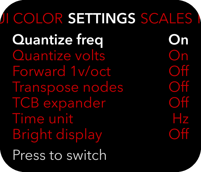 Settings screen